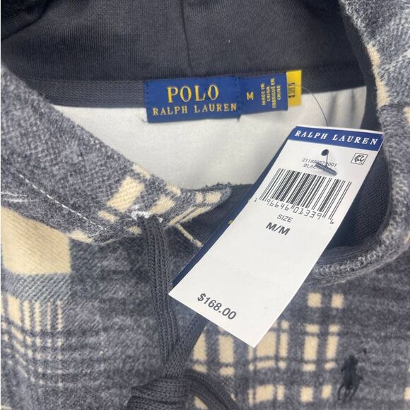 Polo Ralph Lauren Women’s Geometric Patchwork Fleece Hoodie Size Medium - Picture 8 of 9